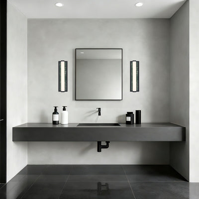 Stratum Integrated LED 18in Vanity in Matte Black with Persian Green Marble - - Golden Lighting