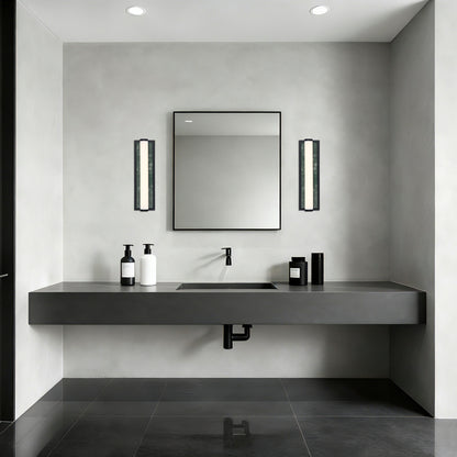 Stratum Integrated LED 18in Vanity in Matte Black with Persian Green Marble - - Golden Lighting