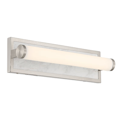 Stratum Integrated LED 18in Vanity in Brushed Nickel with Jazz White Marble - - Golden Lighting