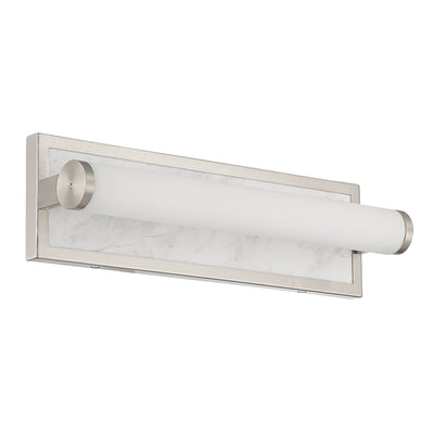 Stratum Integrated LED 18in Vanity in Brushed Nickel with Jazz White Marble - - Golden Lighting