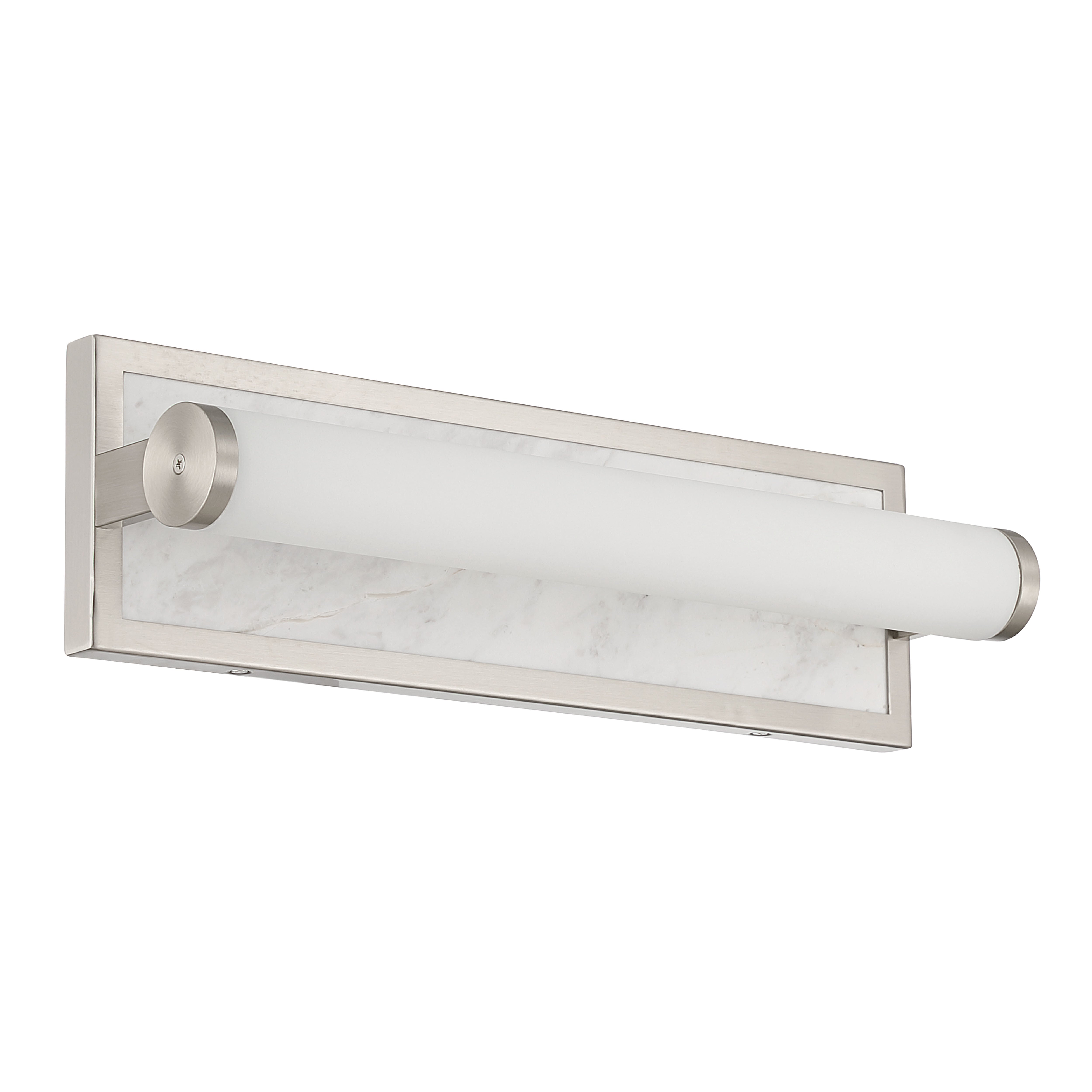 Stratum Integrated LED 18in Vanity in Brushed Nickel with Jazz White Marble - - Golden Lighting