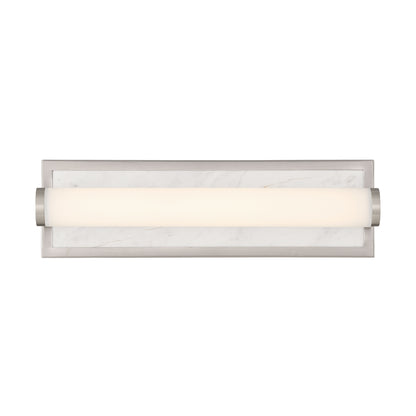 Stratum Integrated LED 18in Vanity in Brushed Nickel with Jazz White Marble - - Golden Lighting