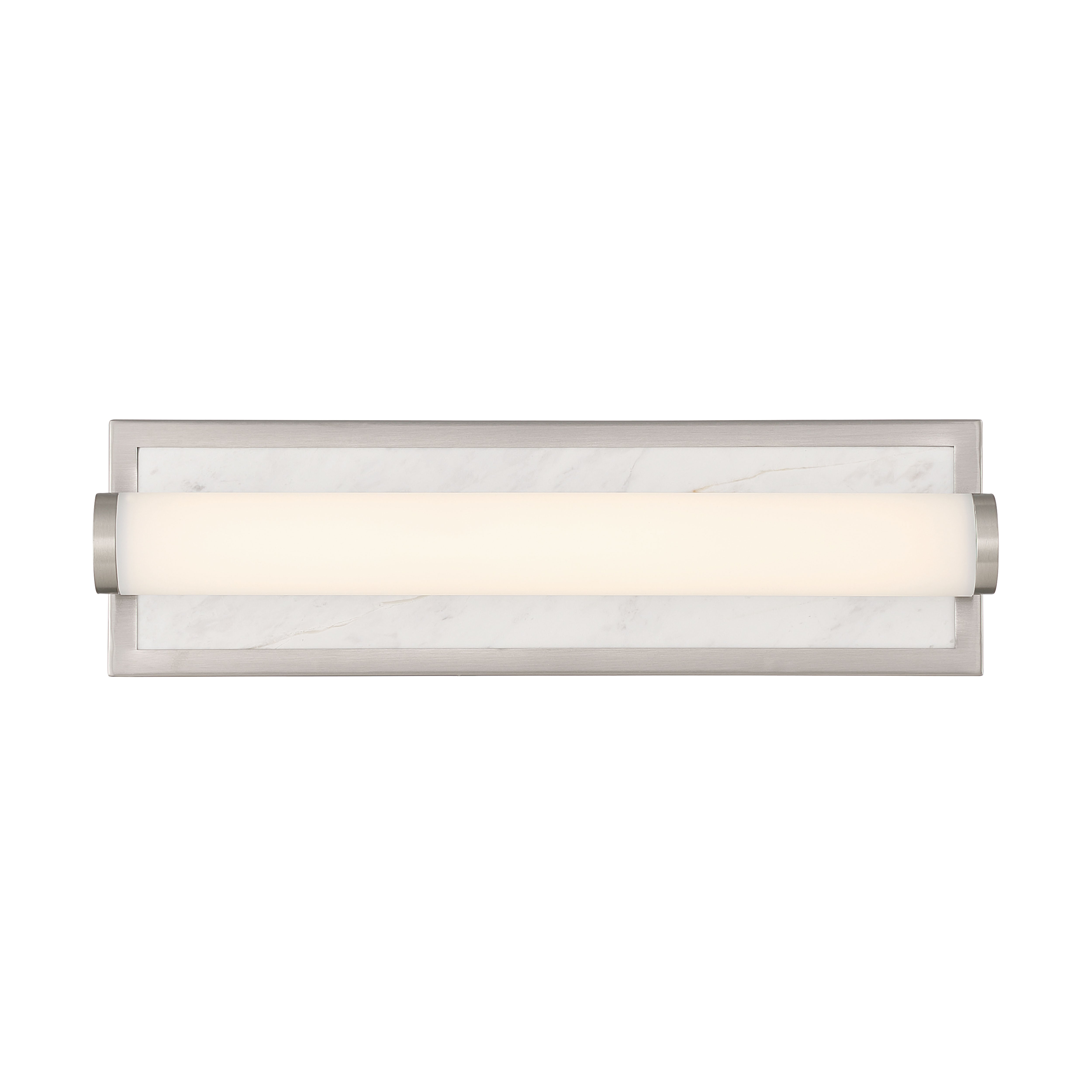 Stratum Integrated LED 18in Vanity in Brushed Nickel with Jazz White Marble - - Golden Lighting