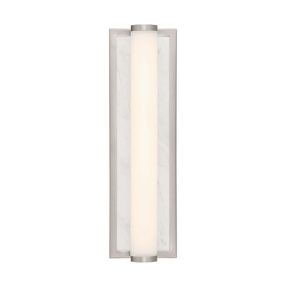Stratum Integrated LED 18in Vanity in Brushed Nickel with Jazz White Marble - - Golden Lighting