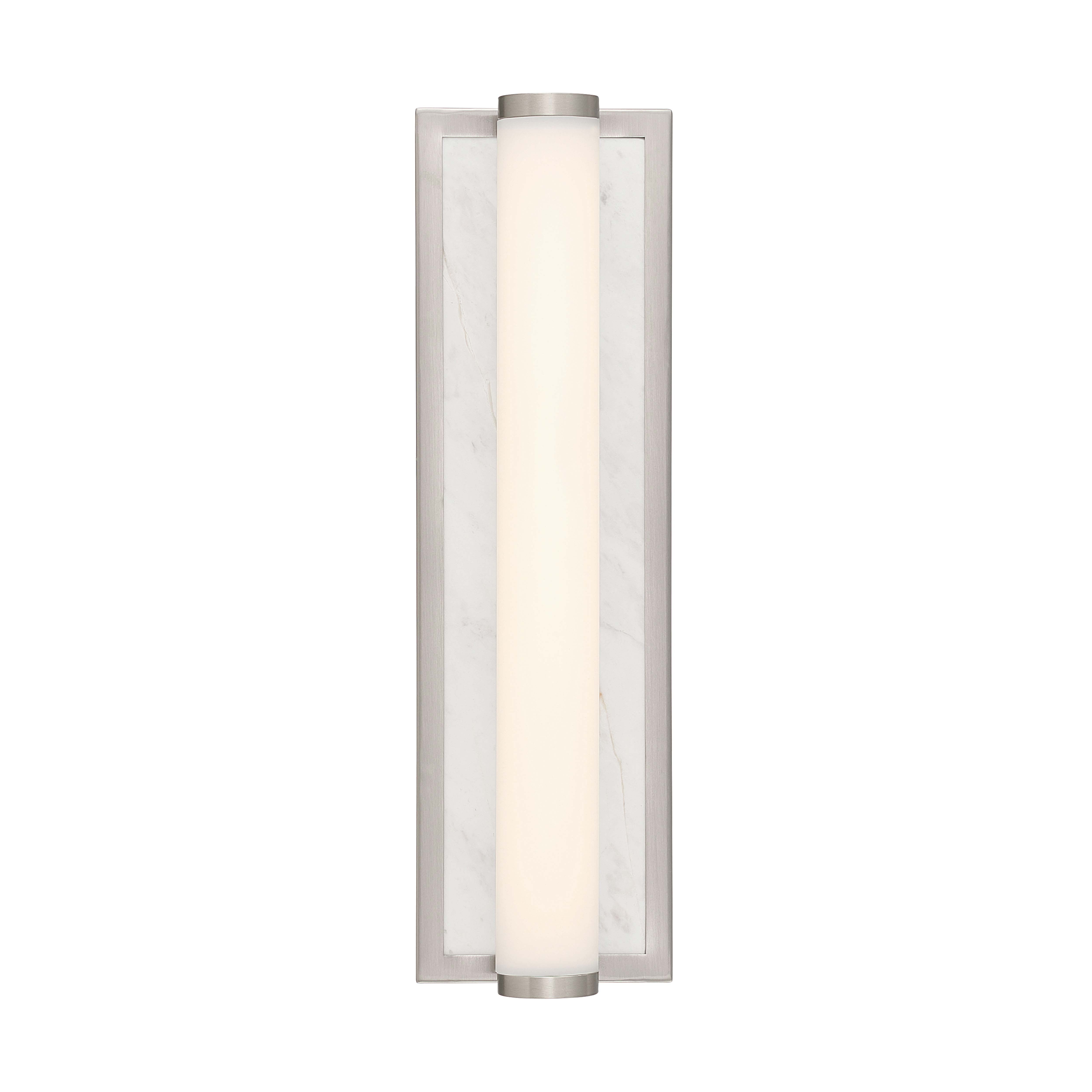 Stratum Integrated LED 18in Vanity in Brushed Nickel with Jazz White Marble - - Golden Lighting