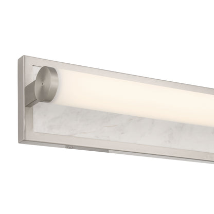 Stratum Integrated LED 18in Vanity in Brushed Nickel with Jazz White Marble - - Golden Lighting