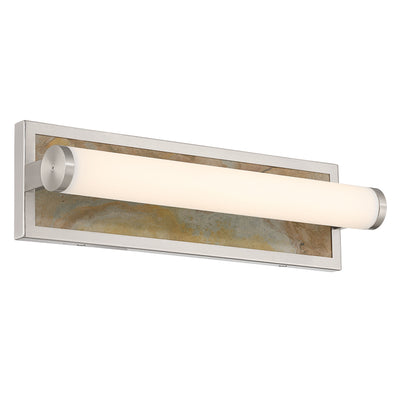 Stratum Integrated LED 18in Vanity in Brushed Nickel with Moon Rock Slate - - Golden Lighting
