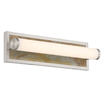 Stratum Integrated LED 18in Vanity in Brushed Nickel with Moon Rock Slate - - Golden Lighting