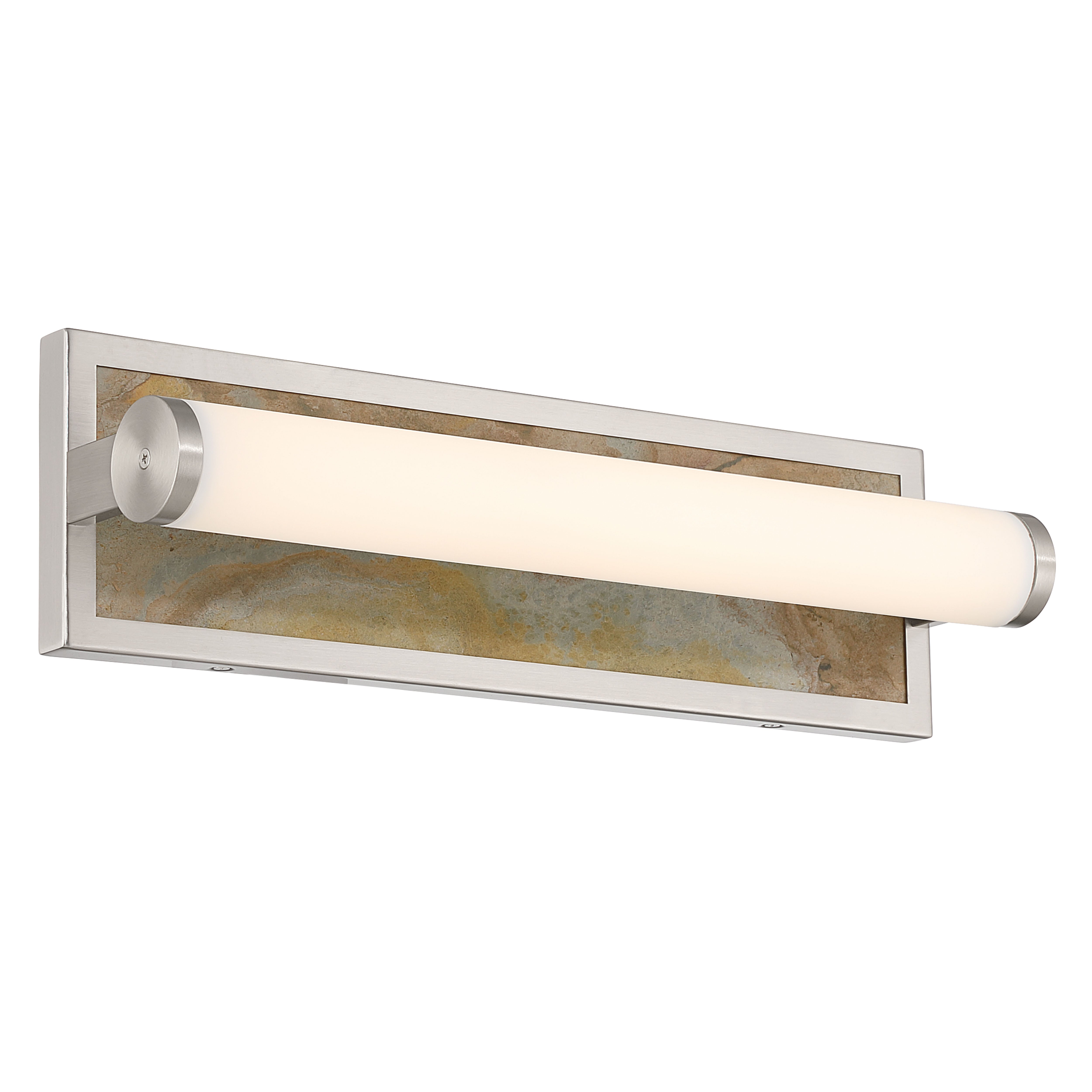 Stratum Integrated LED 18in Vanity in Brushed Nickel with Moon Rock Slate - - Golden Lighting