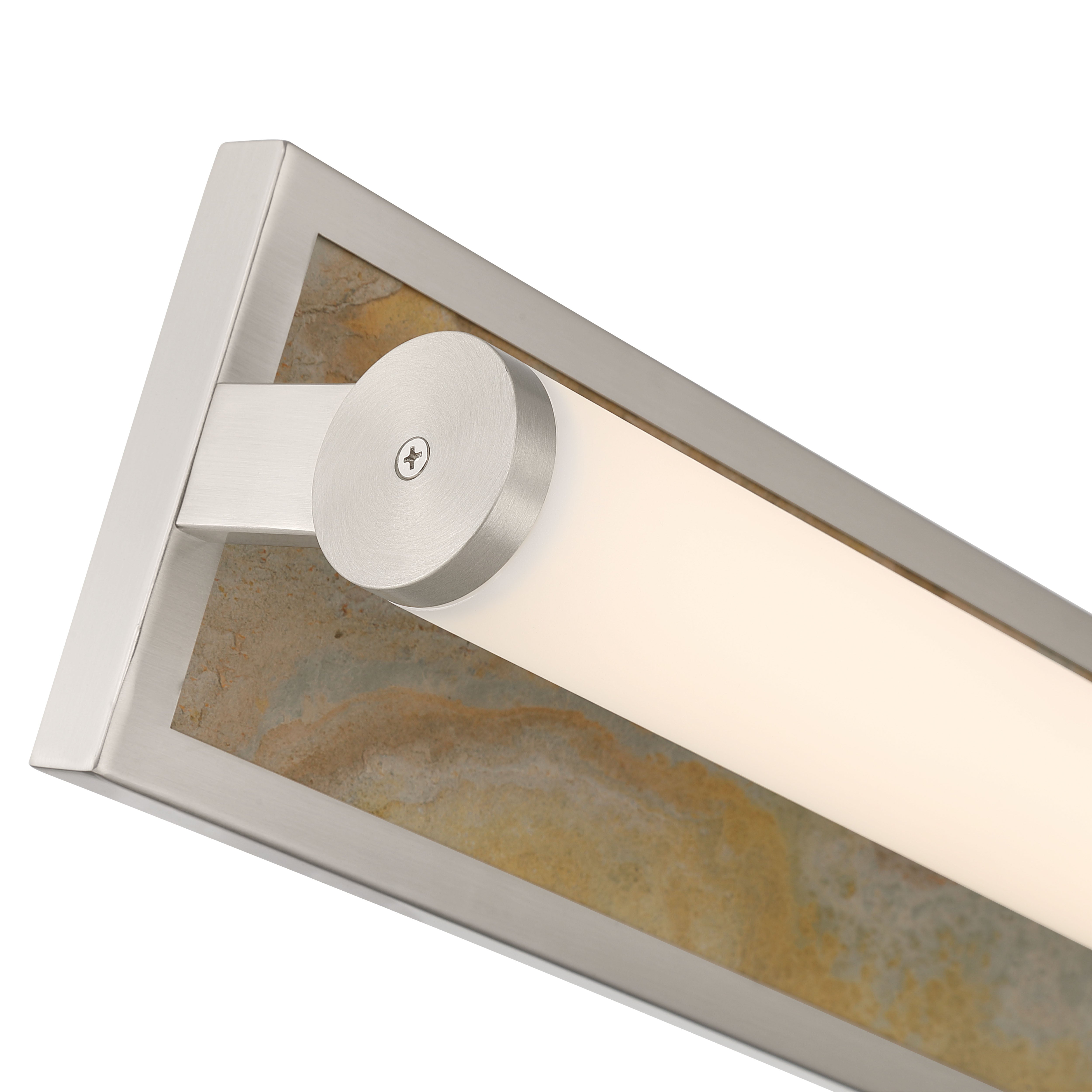 Stratum Integrated LED 18in Vanity in Brushed Nickel with Moon Rock Slate - - Golden Lighting