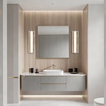 Stratum Integrated LED 18in Vanity in Brushed Nickel with Moon Rock Slate - - Golden Lighting