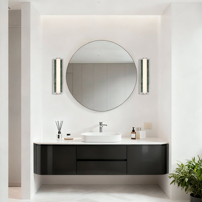 Stratum Integrated LED 18in Vanity in Brushed Nickel with Persian Green Marble - - Golden Lighting