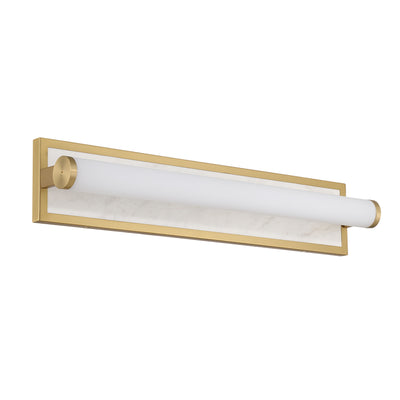 Stratum Integrated LED 24in Vanity in Brushed Champagne Brass with Jazz White Marble - - Golden Lighting