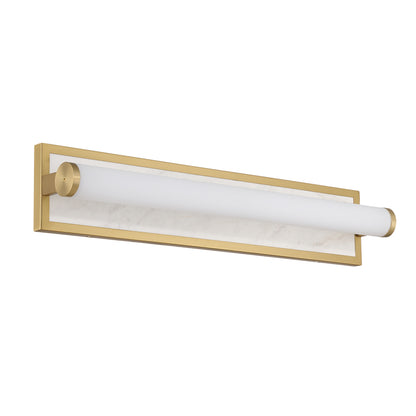 Stratum Integrated LED 24in Vanity in Brushed Champagne Brass with Jazz White Marble - - Golden Lighting