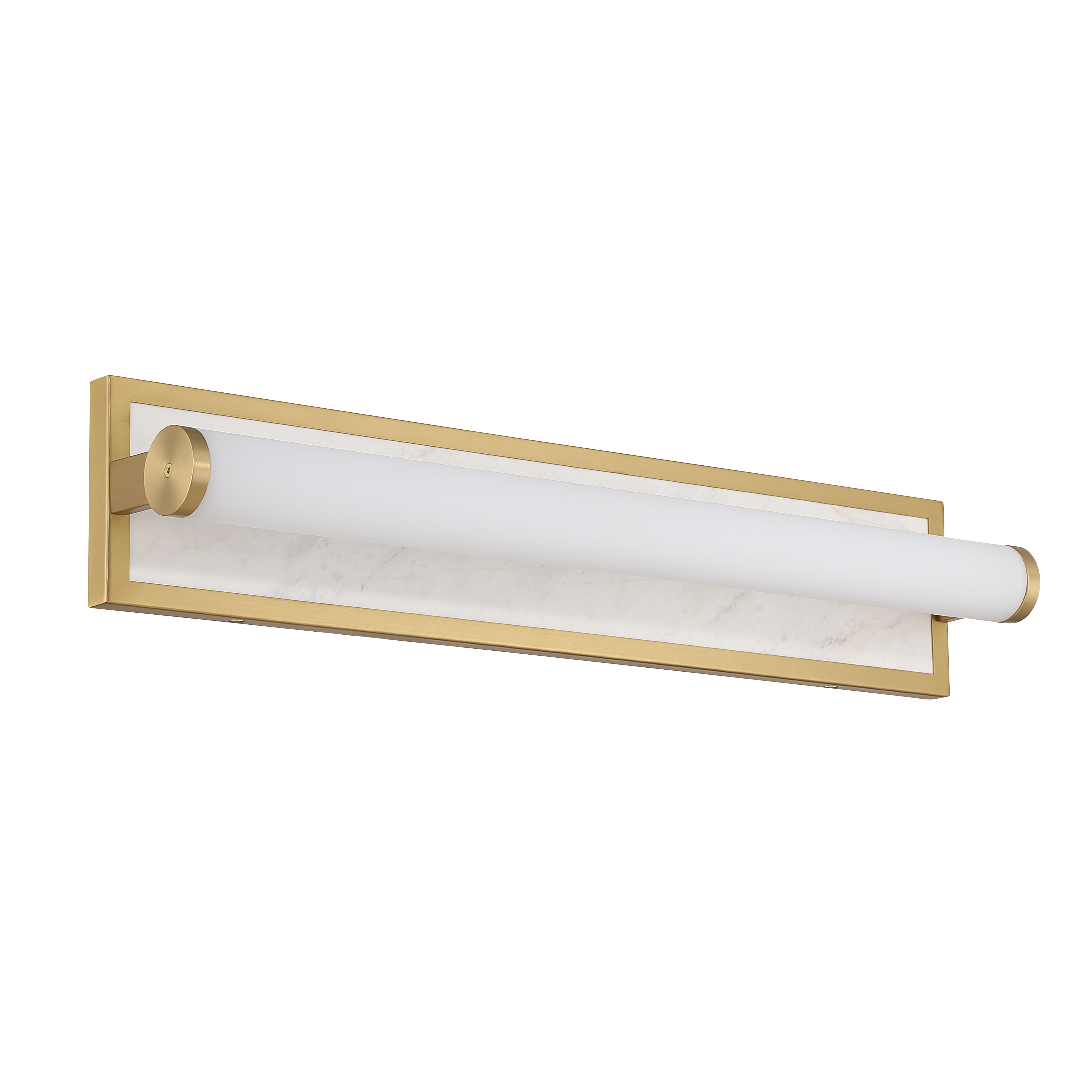 Stratum Integrated LED 24in Vanity in Brushed Champagne Brass with Jazz White Marble - - Golden Lighting