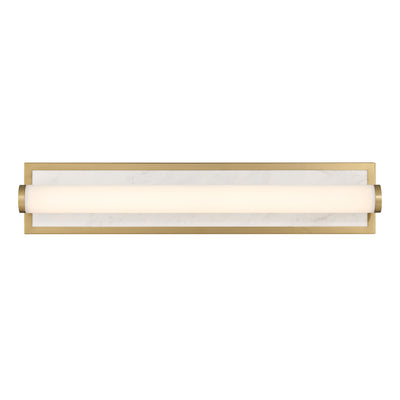 Stratum Integrated LED 24in Vanity in Brushed Champagne Brass with Jazz White Marble - - Golden Lighting