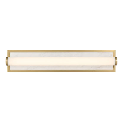 Stratum Integrated LED 24in Vanity in Brushed Champagne Brass with Jazz White Marble - - Golden Lighting