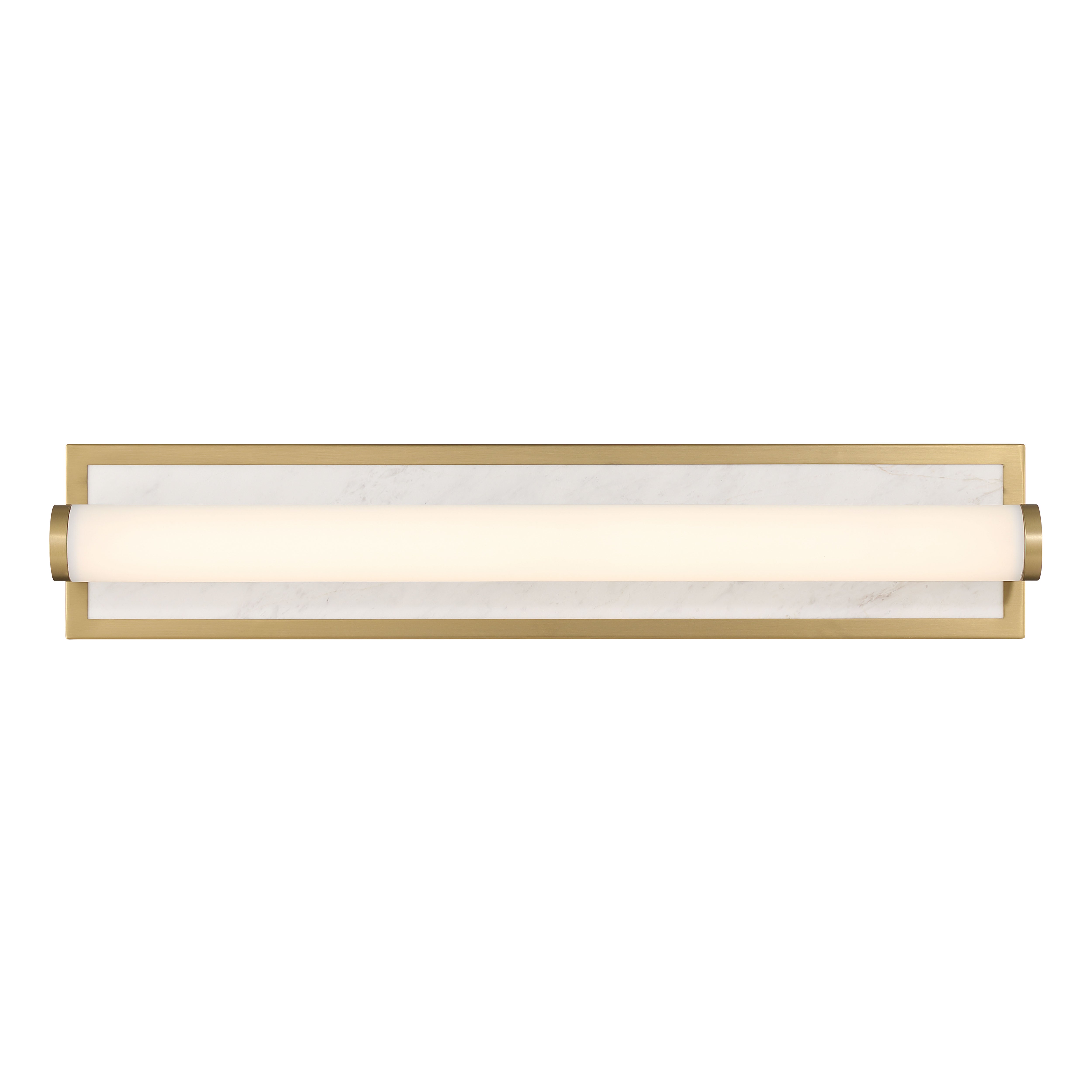 Stratum Integrated LED 24in Vanity in Brushed Champagne Brass with Jazz White Marble - - Golden Lighting