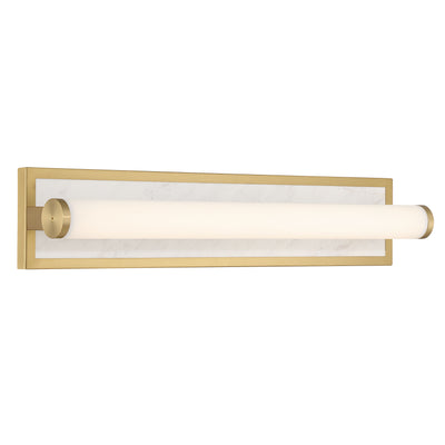 Stratum Integrated LED 24in Vanity in Brushed Champagne Brass with Jazz White Marble - - Golden Lighting
