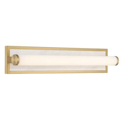 Stratum Integrated LED 24in Vanity in Brushed Champagne Brass with Jazz White Marble - - Golden Lighting
