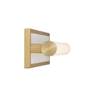 Stratum Integrated LED 24in Vanity in Brushed Champagne Brass with Jazz White Marble - - Golden Lighting