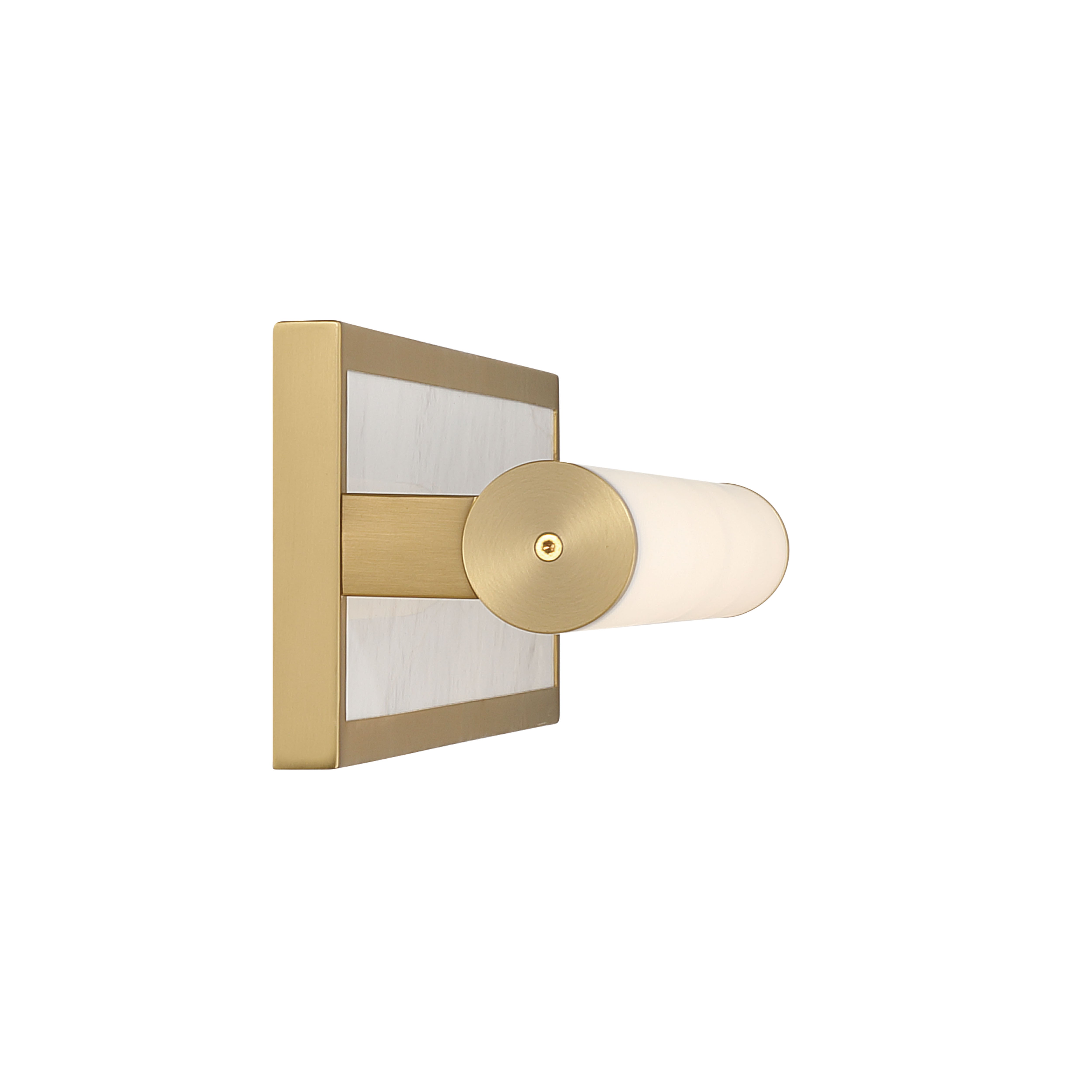 Stratum Integrated LED 24in Vanity in Brushed Champagne Brass with Jazz White Marble - - Golden Lighting