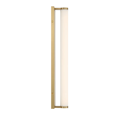 Stratum Integrated LED 24in Vanity in Brushed Champagne Brass with Jazz White Marble - - Golden Lighting