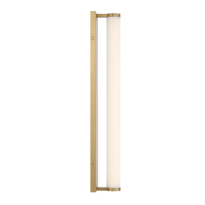 Stratum Integrated LED 24in Vanity in Brushed Champagne Brass with Jazz White Marble - - Golden Lighting