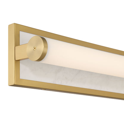 Stratum Integrated LED 24in Vanity in Brushed Champagne Brass with Jazz White Marble - - Golden Lighting