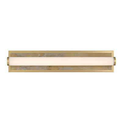 Stratum Integrated LED 24in Vanity in Brushed Champagne Brass with Moon Rock Slate - - Golden Lighting