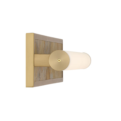 Stratum Integrated LED 24in Vanity in Brushed Champagne Brass with Moon Rock Slate - - Golden Lighting