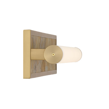 Stratum Integrated LED 24in Vanity in Brushed Champagne Brass with Moon Rock Slate - - Golden Lighting