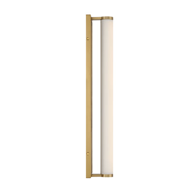 Stratum Integrated LED 24in Vanity in Brushed Champagne Brass with Moon Rock Slate - - Golden Lighting