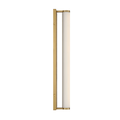 Stratum Integrated LED 24in Vanity in Brushed Champagne Brass with Moon Rock Slate - - Golden Lighting