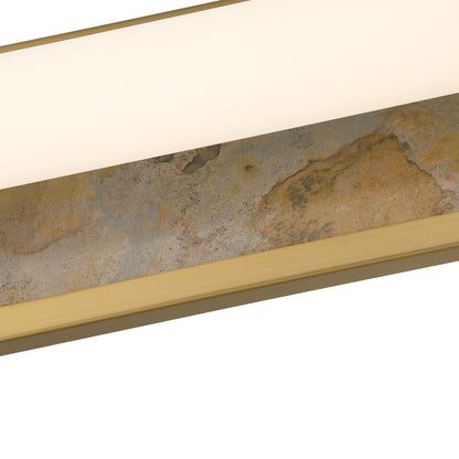 Stratum Integrated LED 24in Vanity in Brushed Champagne Brass with Moon Rock Slate - - Golden Lighting