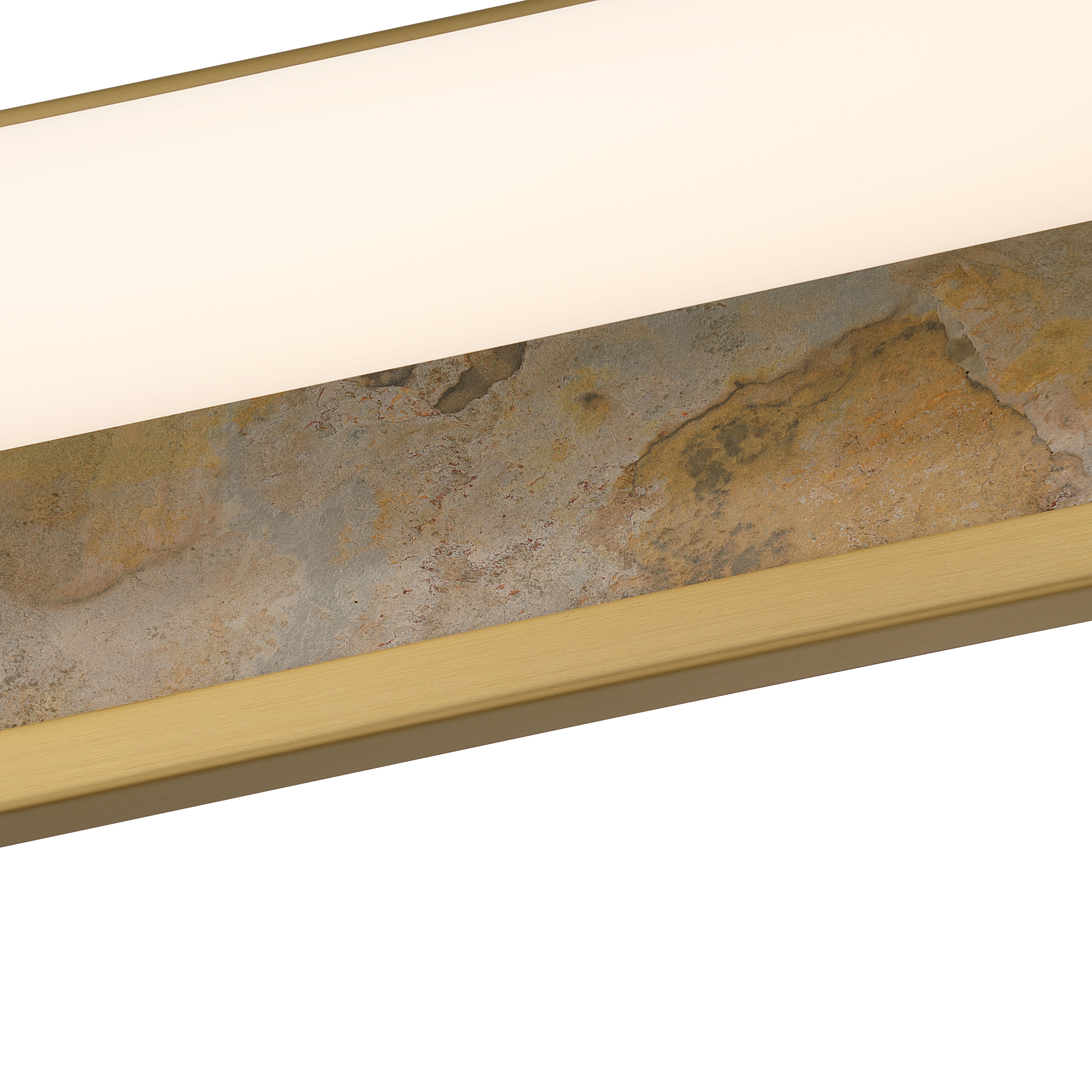 Stratum Integrated LED 24in Vanity in Brushed Champagne Brass with Moon Rock Slate - - Golden Lighting