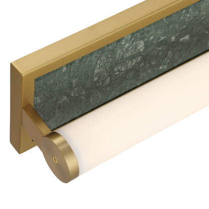 Stratum Integrated LED 24in Vanity in Brushed Champagne Brass with Persian Green Marble - - Golden Lighting