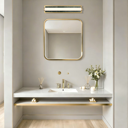Stratum Integrated LED 24in Vanity in Brushed Champagne Brass with Persian Green Marble - - Golden Lighting