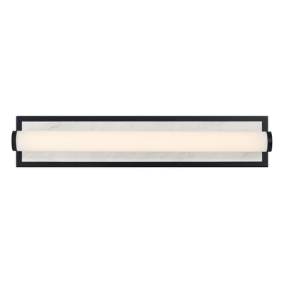 Stratum Integrated LED 24in Vanity in Matte Black with Jazz White Marble - - Golden Lighting
