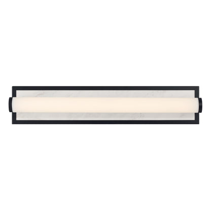 Stratum Integrated LED 24in Vanity in Matte Black with Jazz White Marble - - Golden Lighting