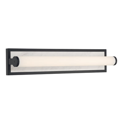 Stratum Integrated LED 24in Vanity in Matte Black with Jazz White Marble - - Golden Lighting