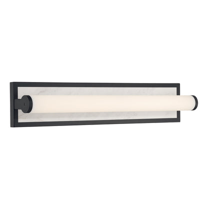 Stratum Integrated LED 24in Vanity in Matte Black with Jazz White Marble - - Golden Lighting