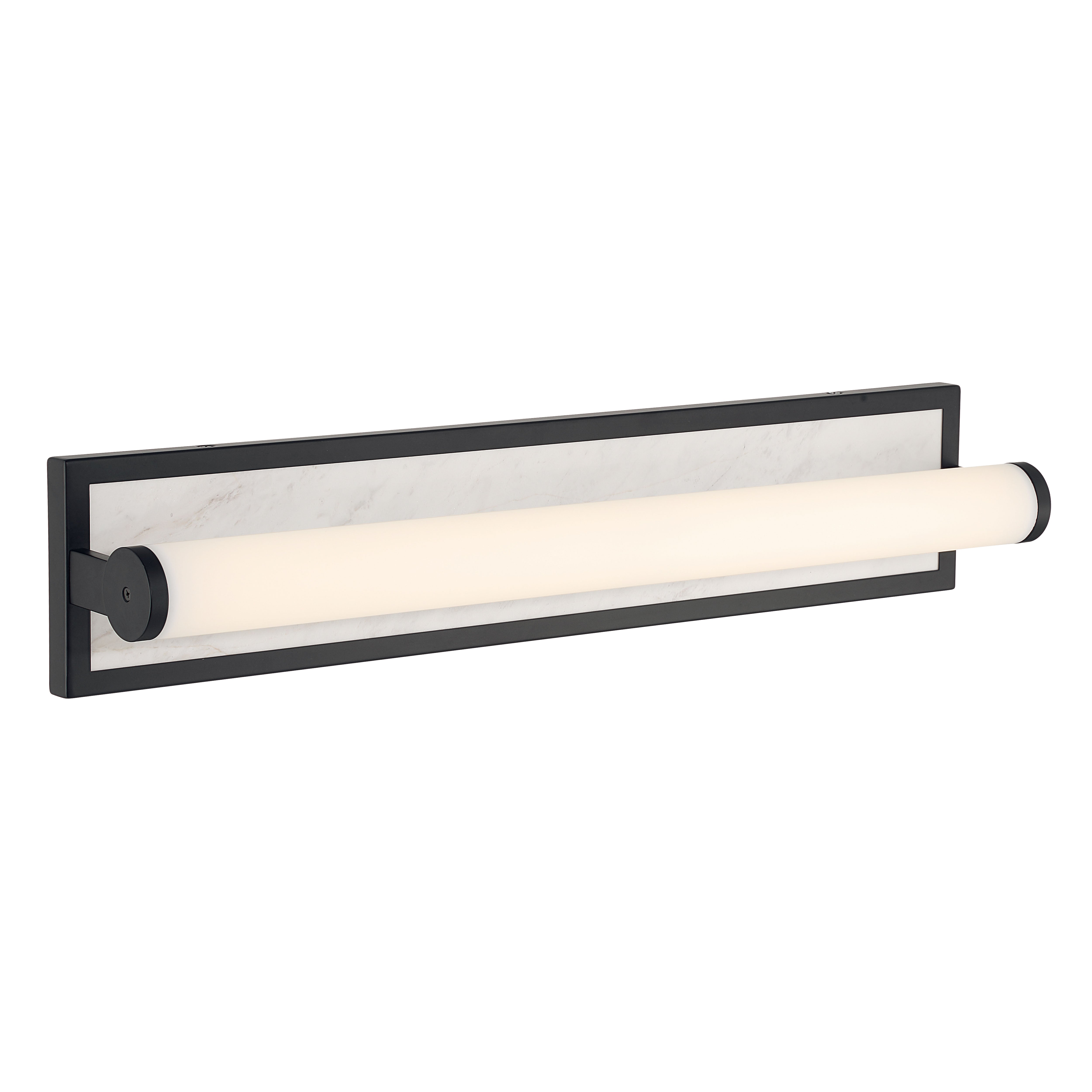 Stratum Integrated LED 24in Vanity in Matte Black with Jazz White Marble - - Golden Lighting
