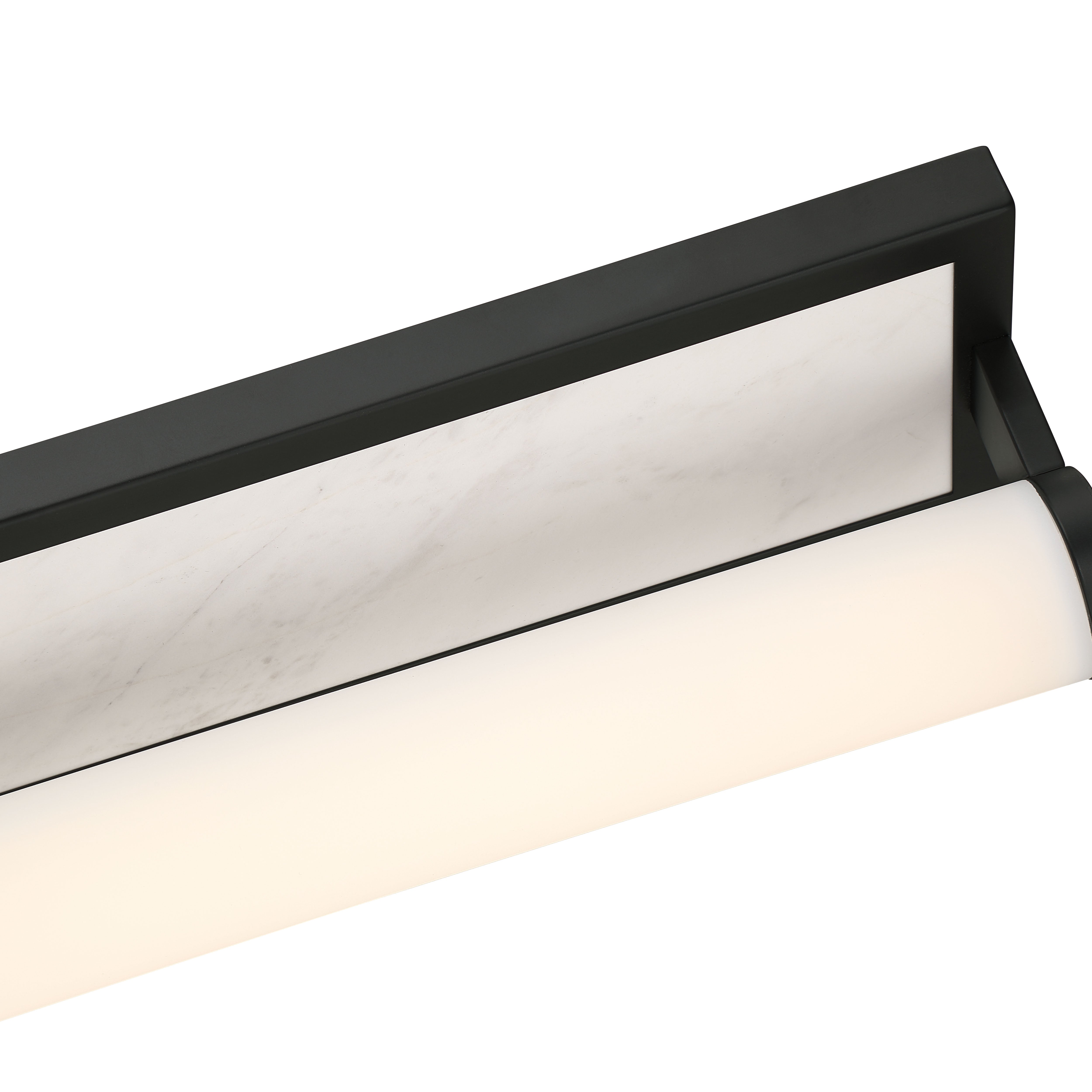 Stratum Integrated LED 24in Vanity in Matte Black with Jazz White Marble - - Golden Lighting