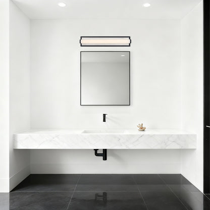 Stratum Integrated LED 24in Vanity in Matte Black with Jazz White Marble - - Golden Lighting