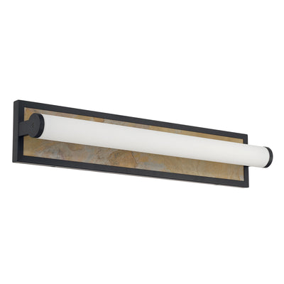 Stratum Integrated LED 24in Vanity in Matte Black with Moon Rock Slate - - Golden Lighting