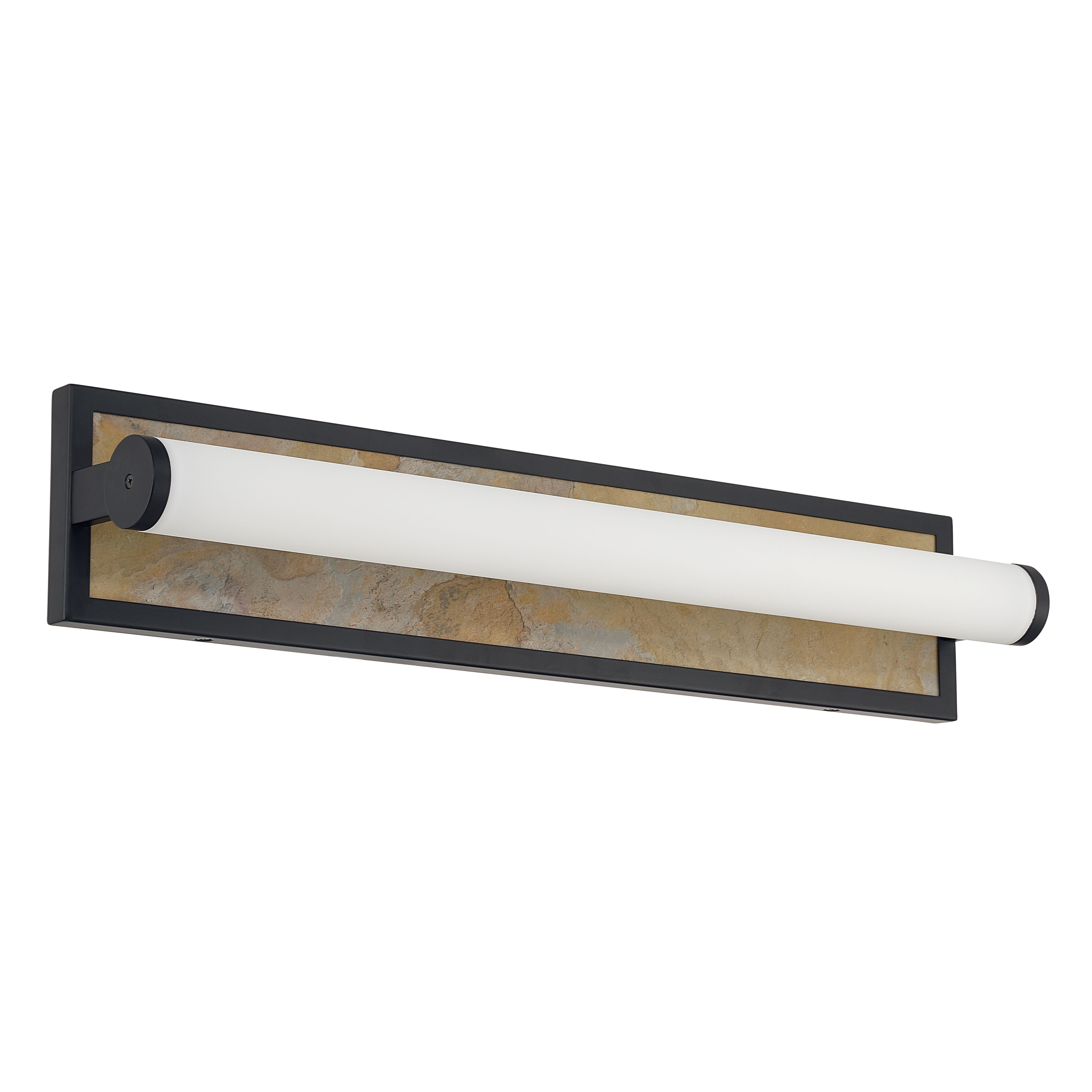 Stratum Integrated LED 24in Vanity in Matte Black with Moon Rock Slate - - Golden Lighting
