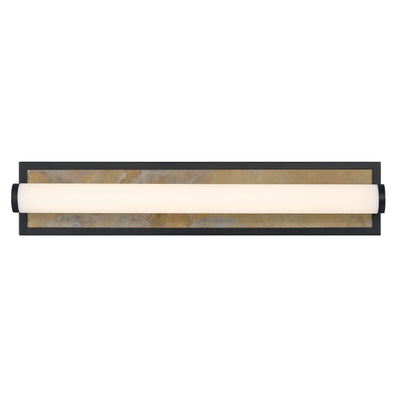 Stratum Integrated LED 24in Vanity in Matte Black with Moon Rock Slate - - Golden Lighting