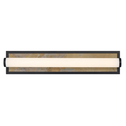 Stratum Integrated LED 24in Vanity in Matte Black with Moon Rock Slate - - Golden Lighting