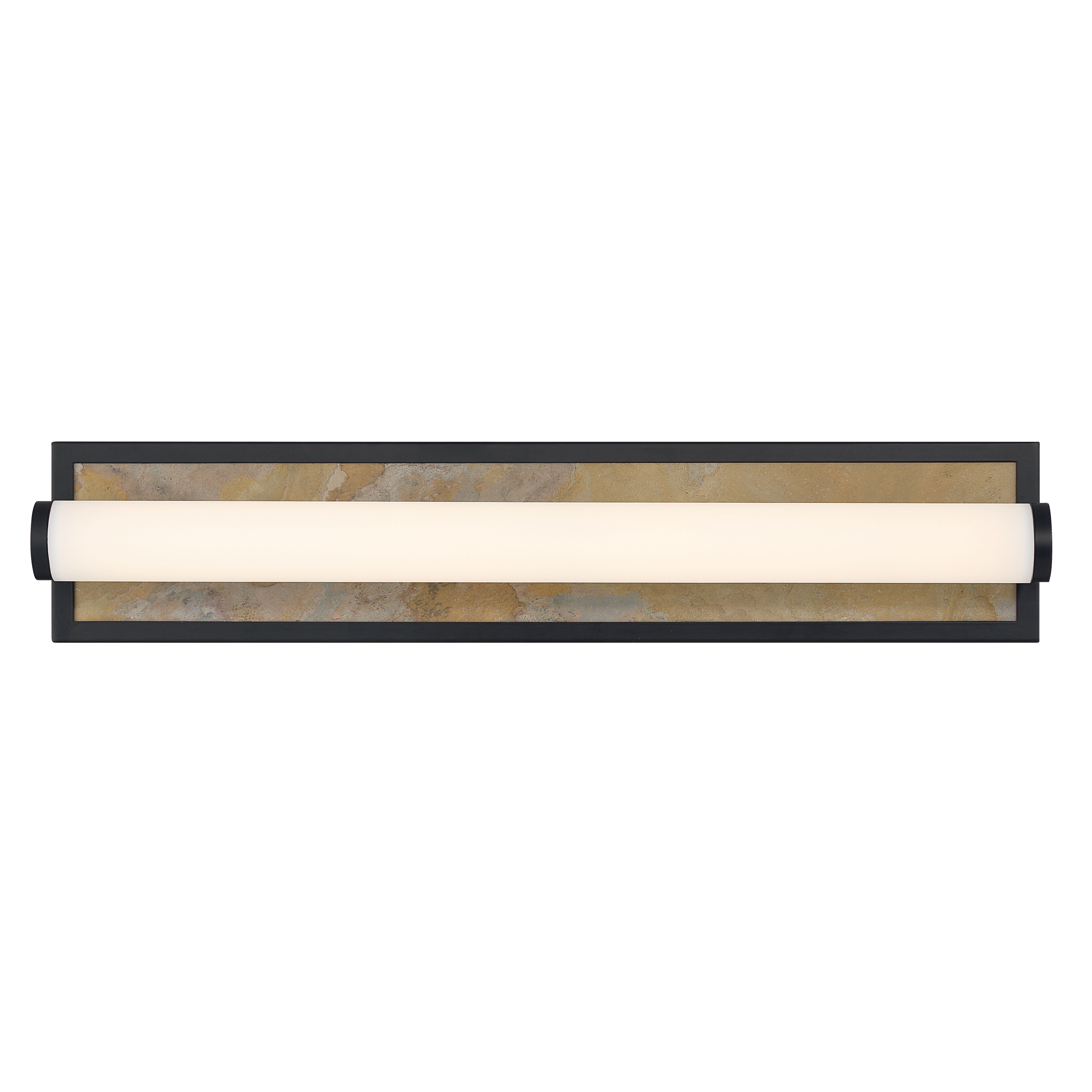 Stratum Integrated LED 24in Vanity in Matte Black with Moon Rock Slate - - Golden Lighting